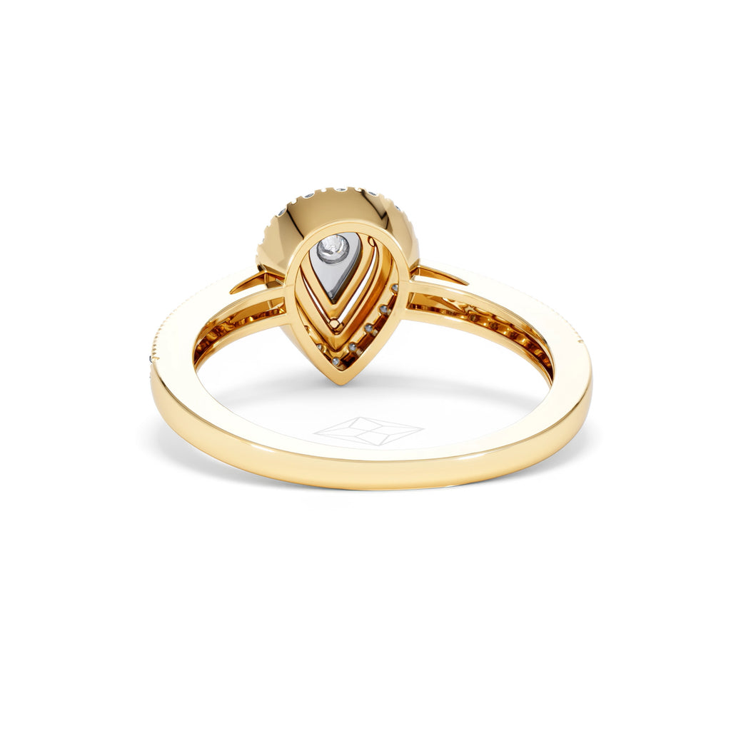 Masami Pear Shaped Pave Diamond Engagement Ring 0.15ct 9K Yellow Gold