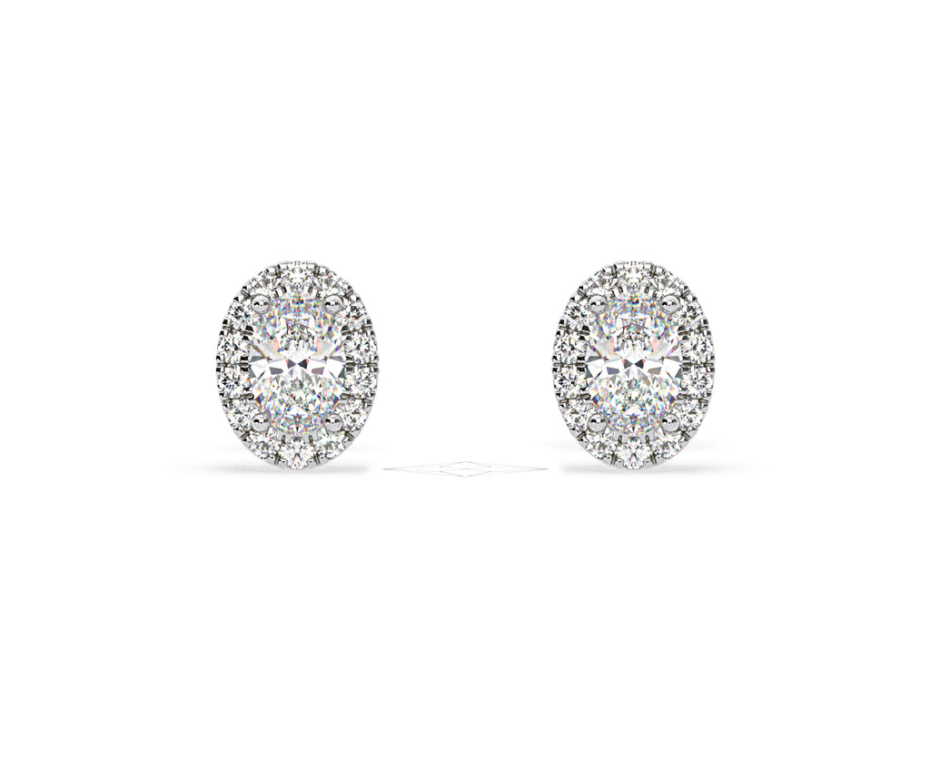 Georgina Oval Lab Diamond Halo Earrings 2.45ct in 18K White Gold F/VS1