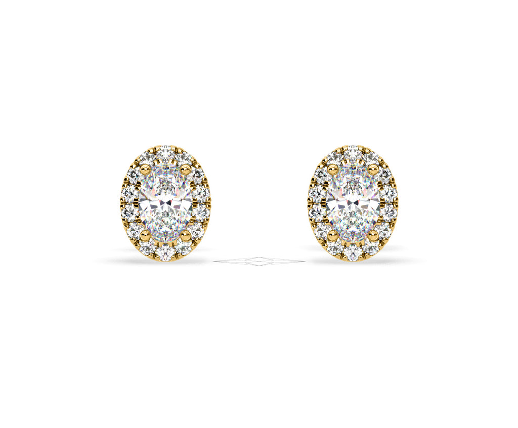 Georgina Oval Lab Diamond Halo Earrings 1.34ct in 18K Yellow Gold F/VS1