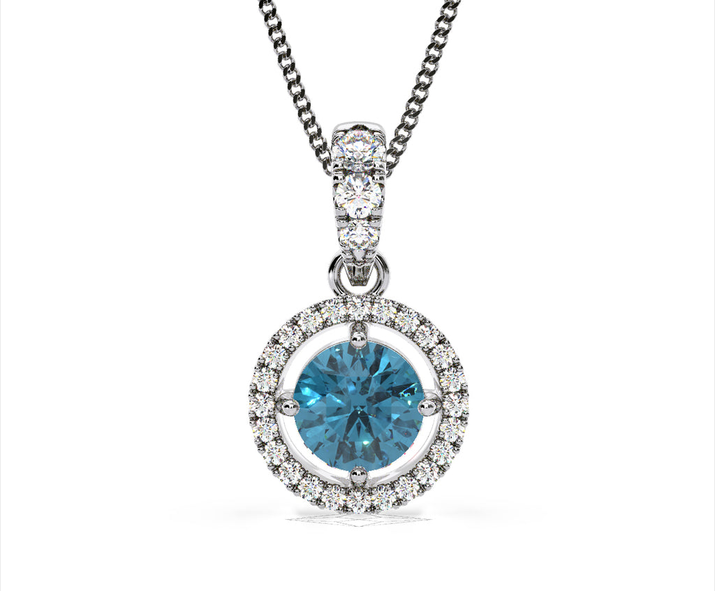 Ella Blue Lab Diamond 1.38ct Pendant Necklace in 18K White Gold - Elara Collection