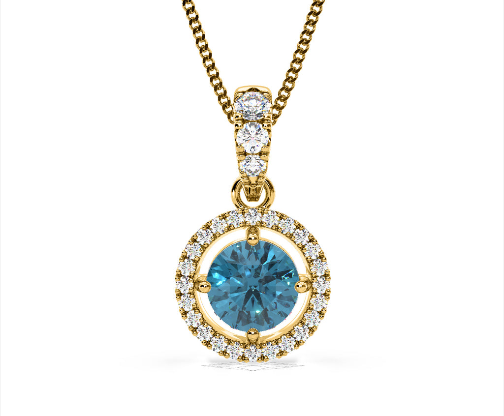 Ella Blue Lab Diamond 1.38ct Pendant Necklace in 18K Yellow Gold - Elara Collection