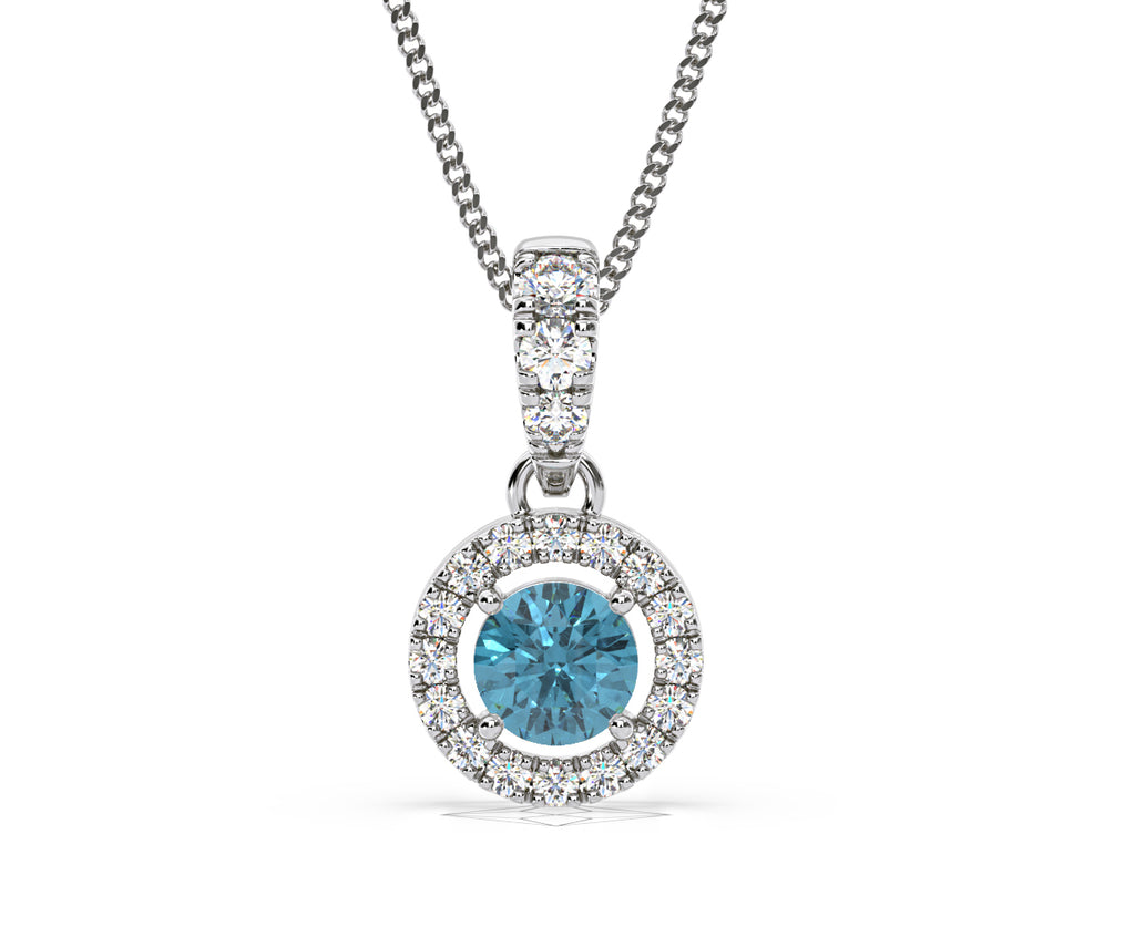 Ella Blue Lab Diamond 0.71ct Pendant Necklace in 18K White Gold - Elara Collection