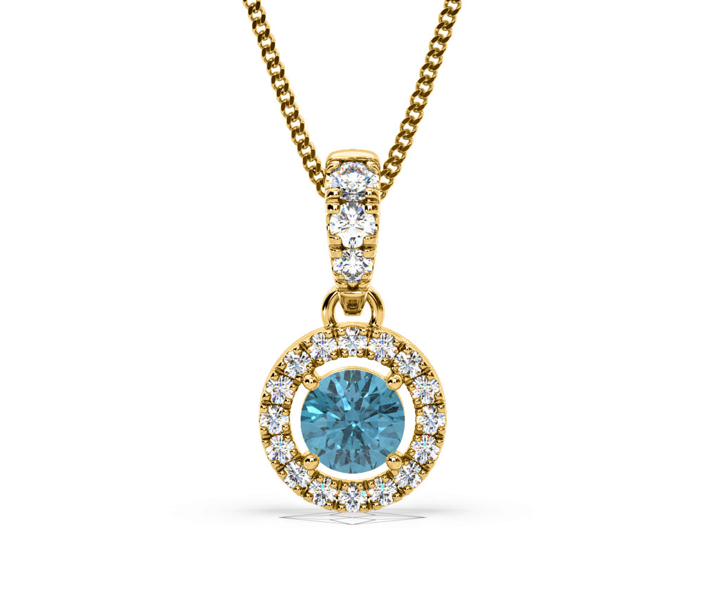 Ella Blue Lab Diamond 0.71ct Pendant Necklace in 18K Yellow Gold - Elara Collection