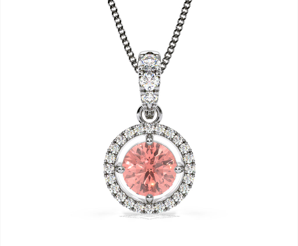 Ella Pink Lab Diamond 1.38ct Pendant Necklace in 18K White Gold - Elara Collection