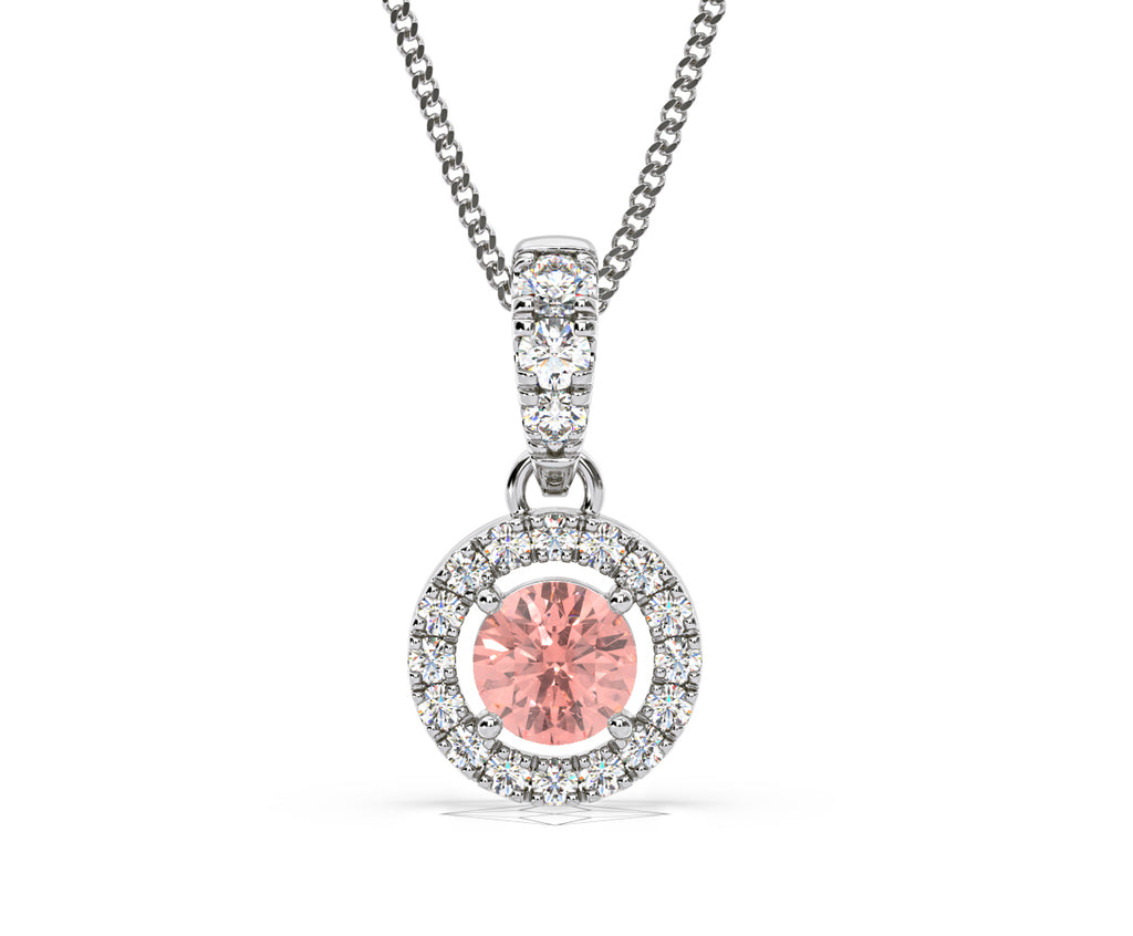 Ella Pink Lab Diamond 0.71ct Pendant Necklace in 18K White Gold - Elara Collection