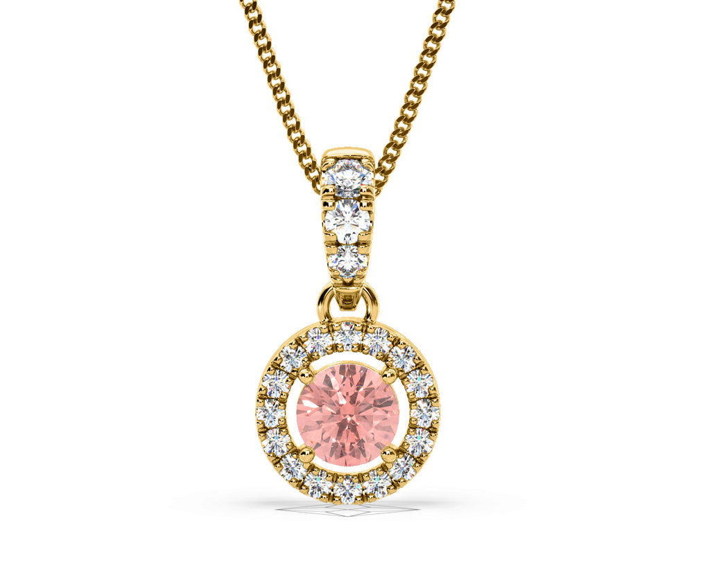 Ella Pink Lab Diamond 0.71ct Pendant Necklace in 18K Yellow Gold - Elara Collection