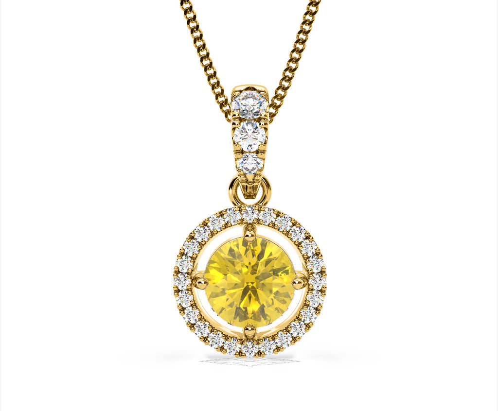 Ella Yellow Lab Diamond 1.38ct Pendant Necklace in 18K Yellow Gold - Elara Collection