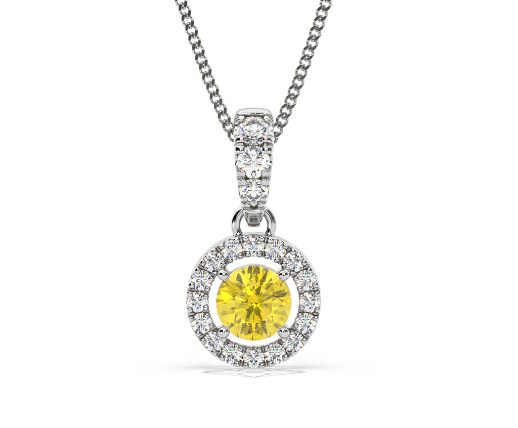 Ella Yellow Lab Diamond 0.71ct Pendant Necklace in 18K White Gold - Elara Collection