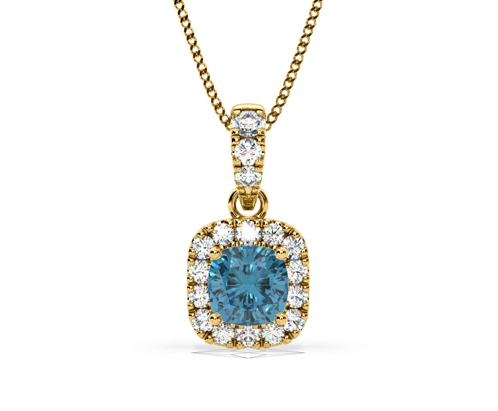 Beatrice Blue Lab Diamond Cushion Cut Necklace 0.70ct in 18K Gold - Elara Collection