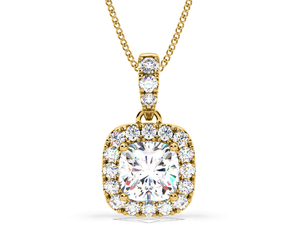 Beatrice Cushion Cut Lab Diamond Pendant Necklace 0.70ct in 18K Yellow Gold F/VS1