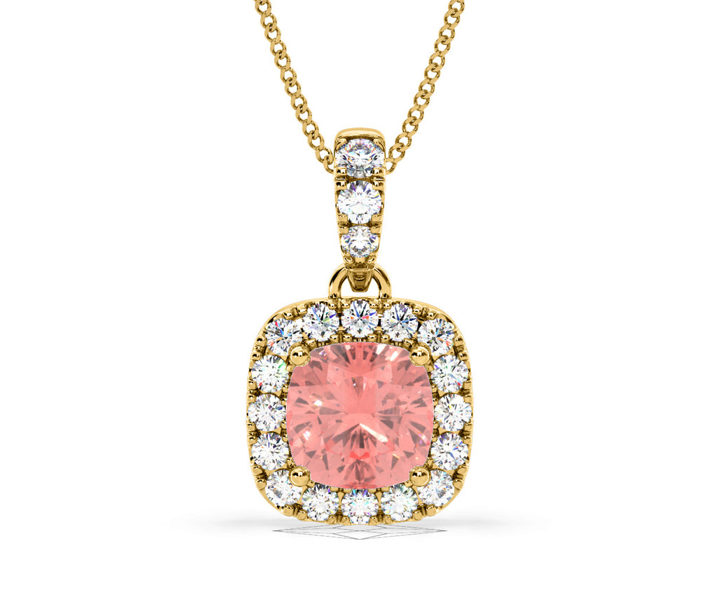 Beatrice Pink Lab Diamond Cushion Cut Necklace 1.38ct in 18K Gold - Elara Collection