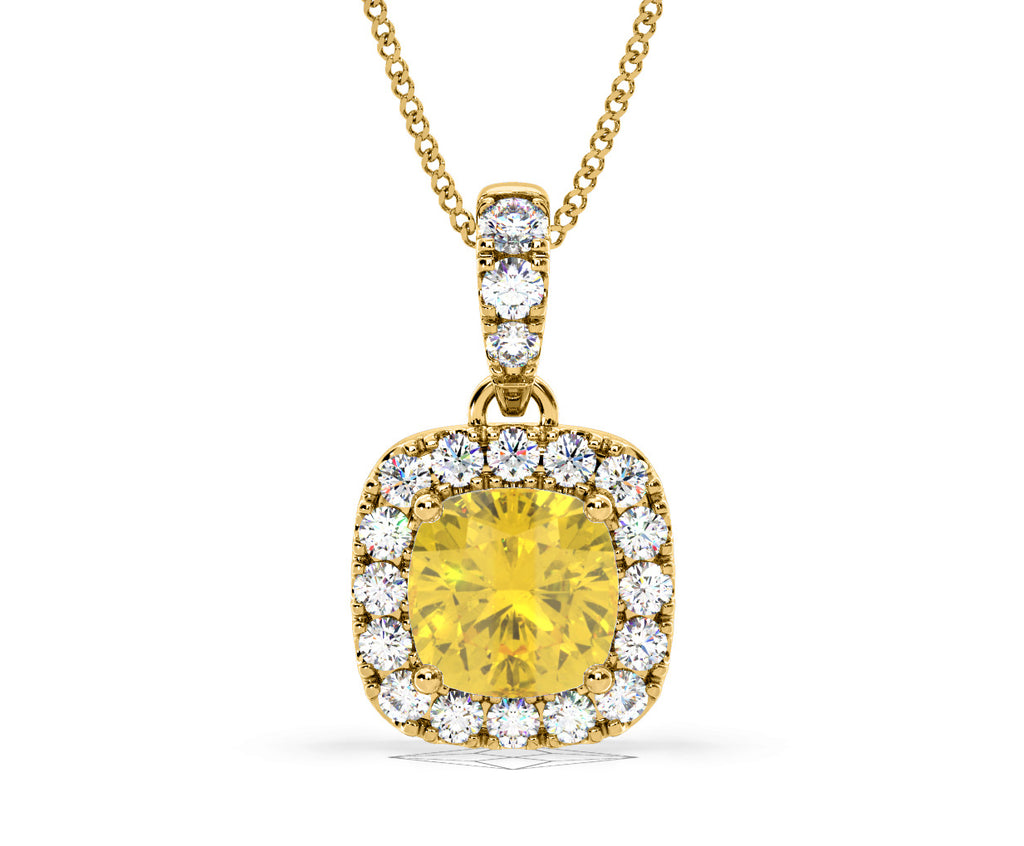 Beatrice Yellow Lab Diamond Cushion Cut Necklace 1.38ct in 18K Gold - Elara Collection