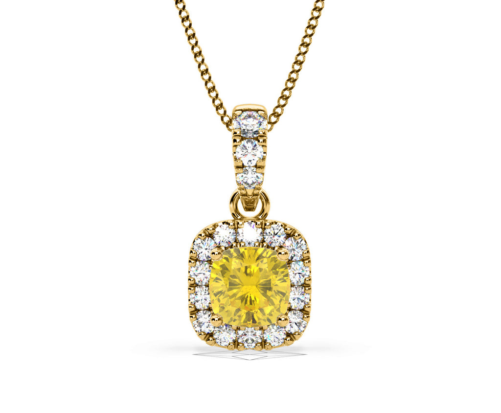 Beatrice Yellow Lab Diamond Cushion Cut Necklace 0.70ct in 18K Gold - Elara Collection