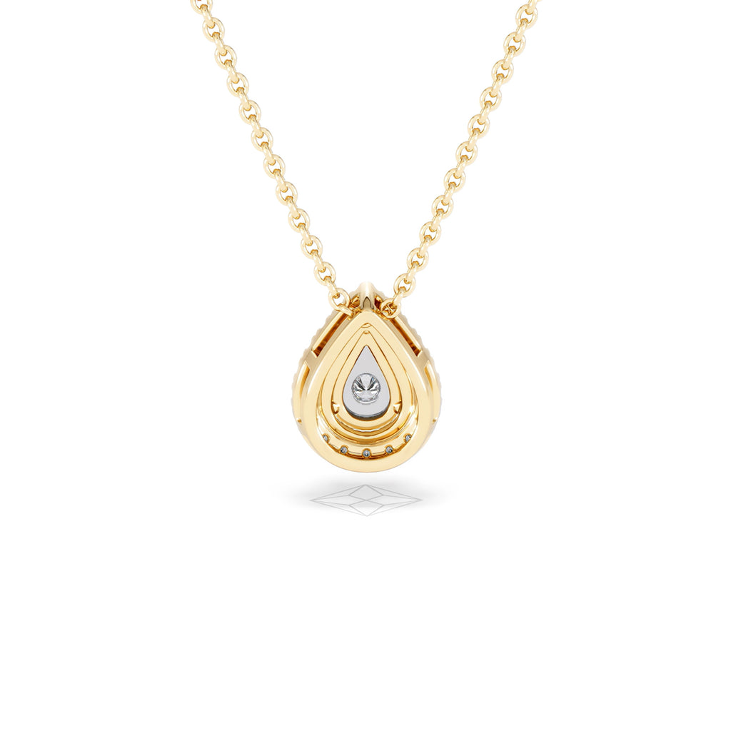 Masami Diamond Pear Halo Necklace 0.10ct Pave Set in 9K Yellow Gold