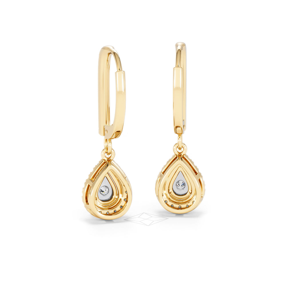 Masami Diamond Pear Halo Earrings 0.20ct Pave Set in 9K Yellow Gold