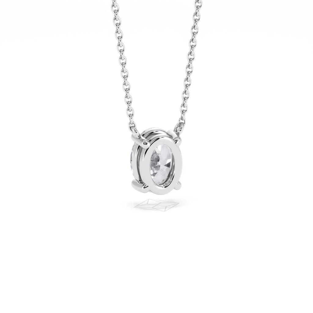 Wanderlust Floating Oval Cut Lab Diamond Solitaire Necklace 1.00ct H/SI in 9K White Gold