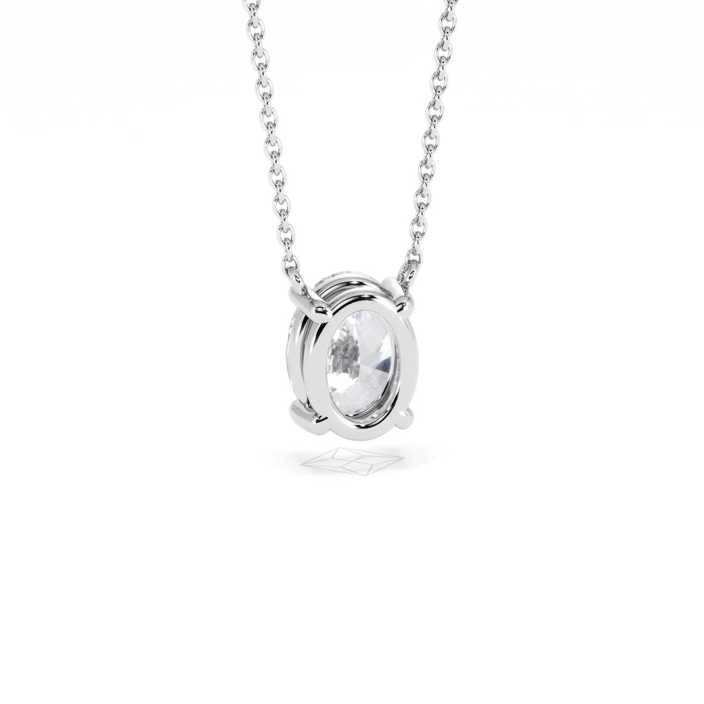 Wanderlust Floating Oval Cut Lab Diamond Solitaire Necklace 1.50ct H/SI in 9K White Gold