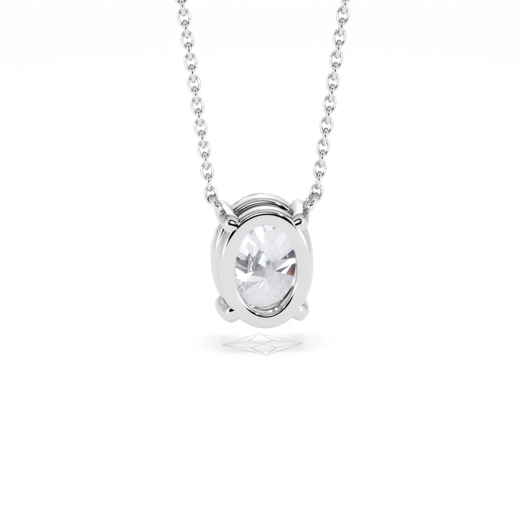 Wanderlust Floating Oval Cut Lab Diamond Solitaire Necklace 2.00ct H/SI in 9K White Gold