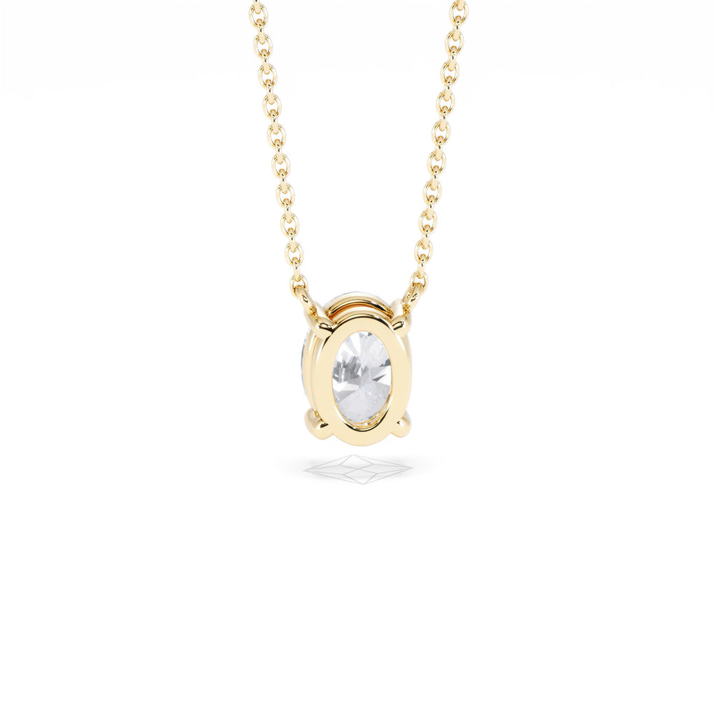 Wanderlust Floating Oval Cut Lab Diamond Solitaire Necklace 1.00ct H/SI in 9K Gold