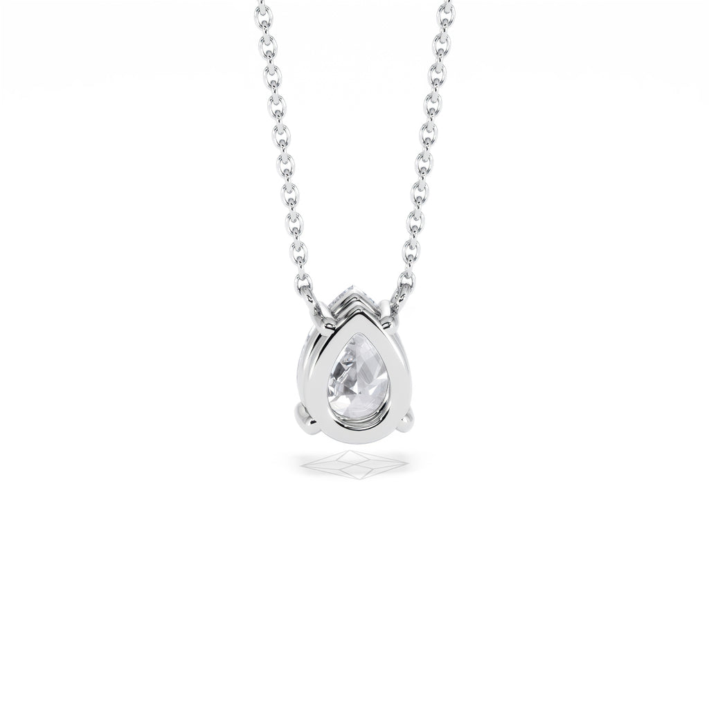 Wanderlust Floating Pear Cut Lab Diamond Solitaire Necklace 1.00ct H/Si in 9K White Gold