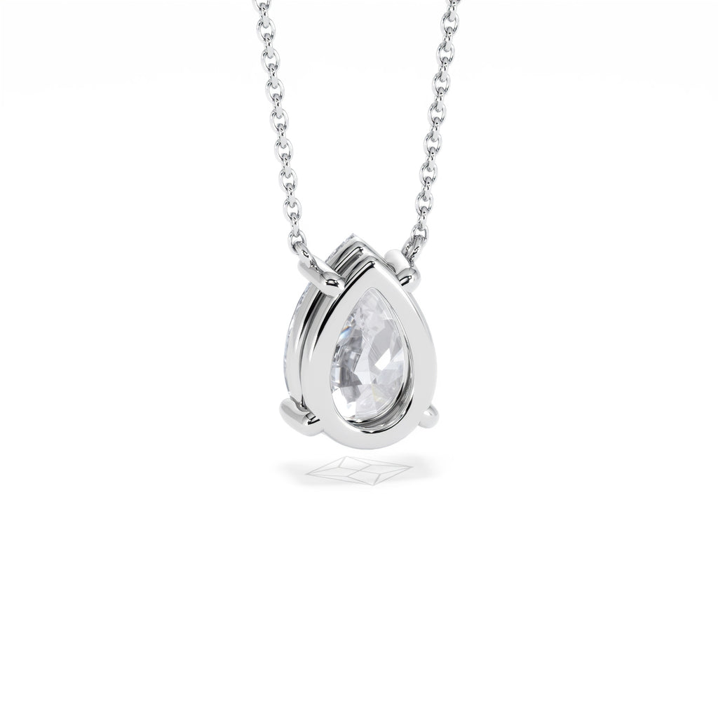 Wanderlust Floating Pear Cut Lab Diamond Solitaire Necklace 2.00ct H/SI in 9K White Gold