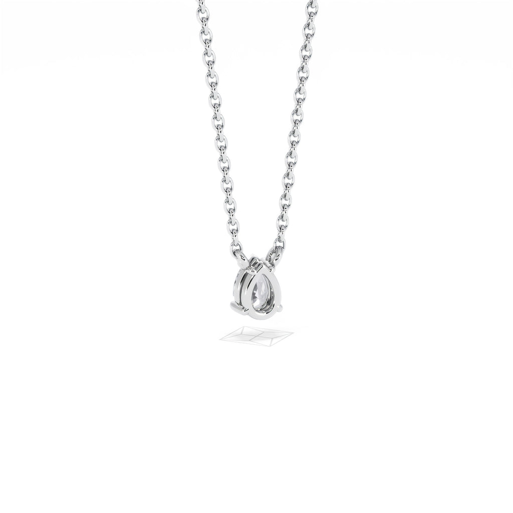 Wanderlust Floating Pear Cut Lab Diamond Solitaire Necklace 0.25ct H/SI in 925 Silver