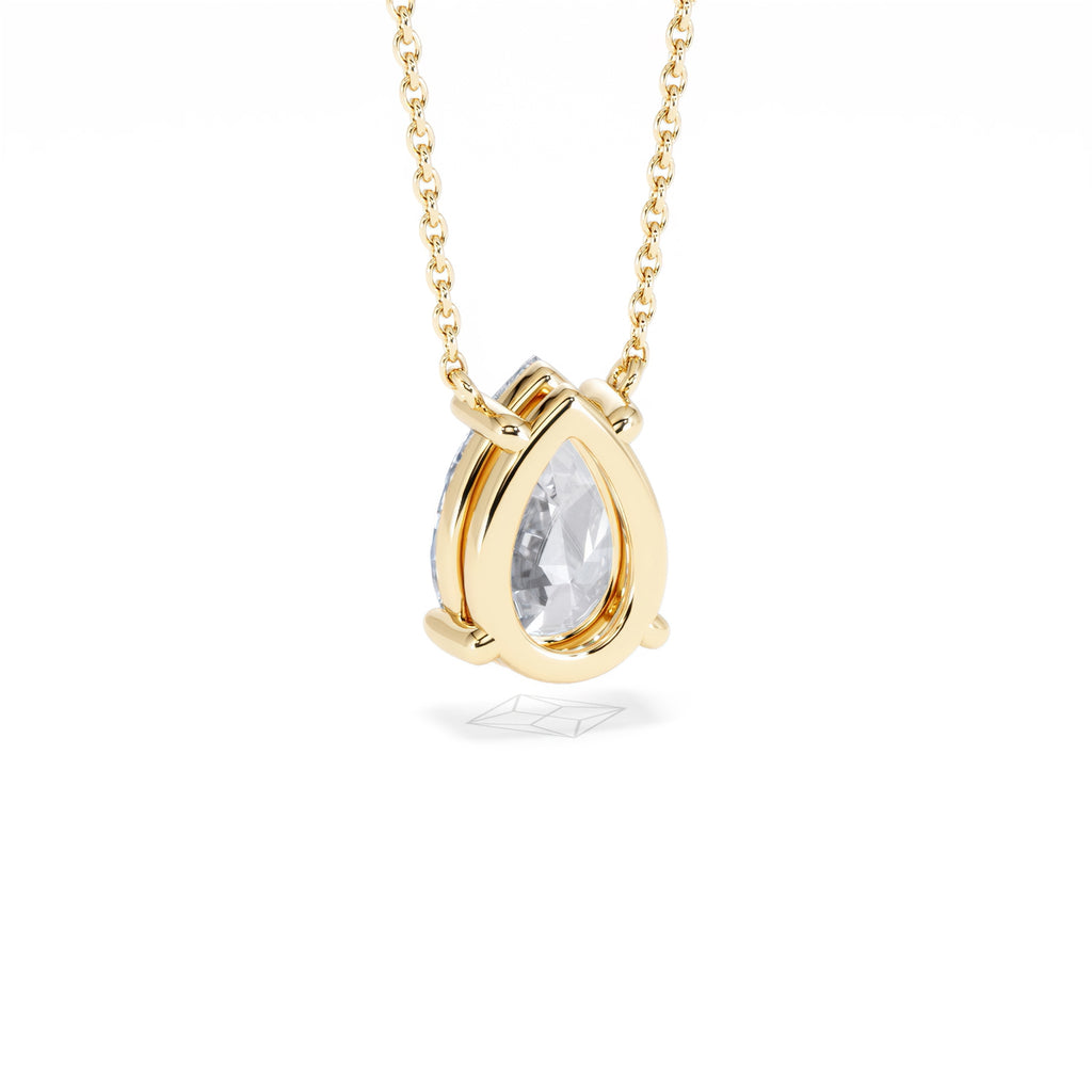 Wanderlust Floating Pear Cut Lab Diamond Solitaire Necklace 2.00ct H/SI in 9K Gold,Premium