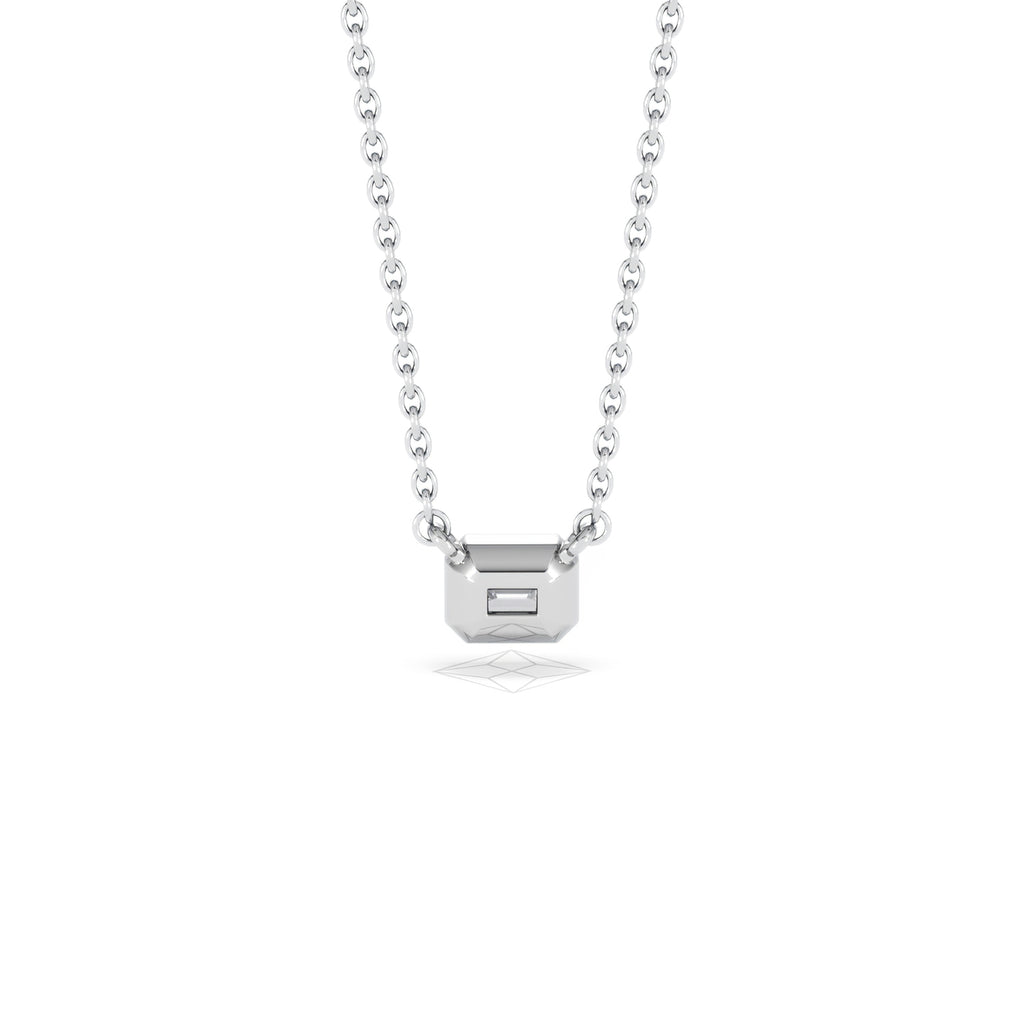 Horizon Emerald Cut Lab Diamond Solitaire Necklace 0.25ct H/SI in 925 Silver