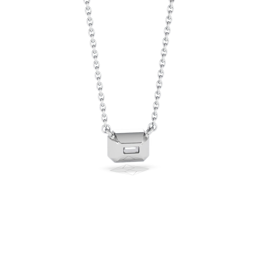 Horizon Emerald Cut Lab Diamond Solitaire Necklace 0.50ct H/SI in 9K White Gold