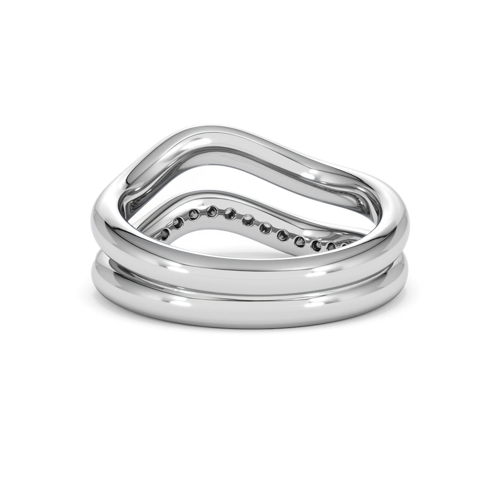 Lab Diamond Double Band Stacking Wave Ring 0.26ct in 925 Silver