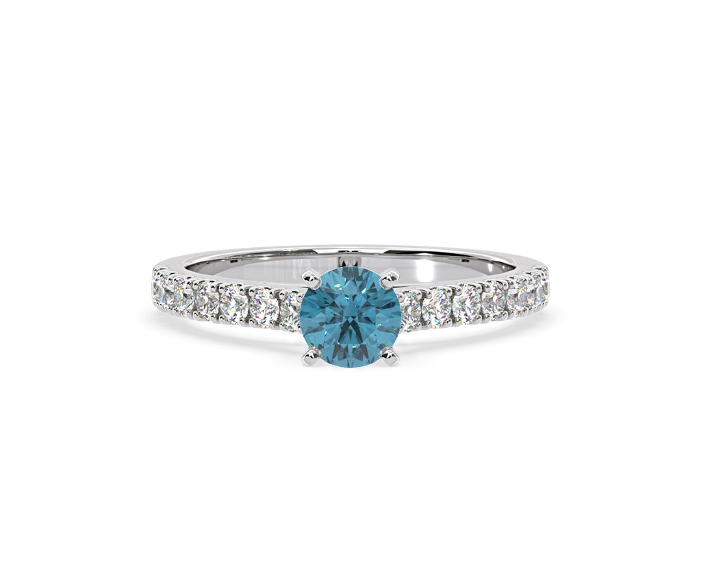 Natalia Blue Lab Diamond 0.91ct Side Stone Ring in Platinum - Elara Collection