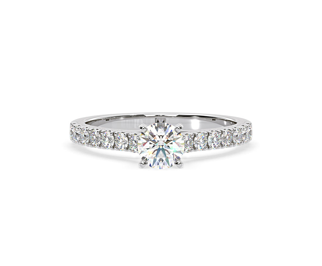 Natalia Lab Diamond Engagement Side Stone Ring Platinum 0.91CT F/VS1