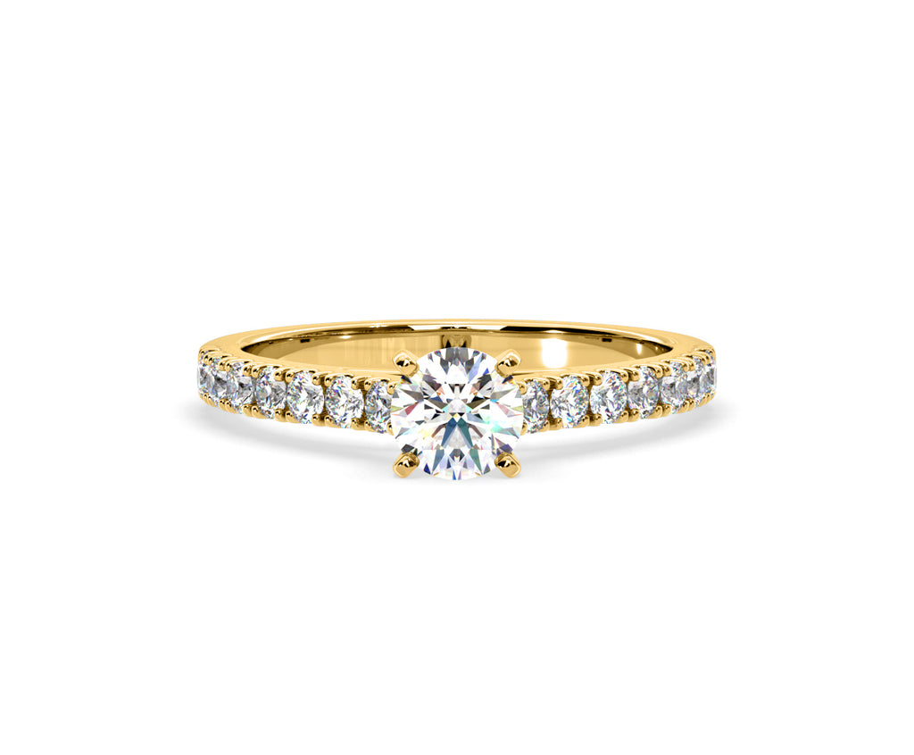 Natalia Lab Diamond Engagement Side Stone Ring 18K Gold 0.91CT F/VS1