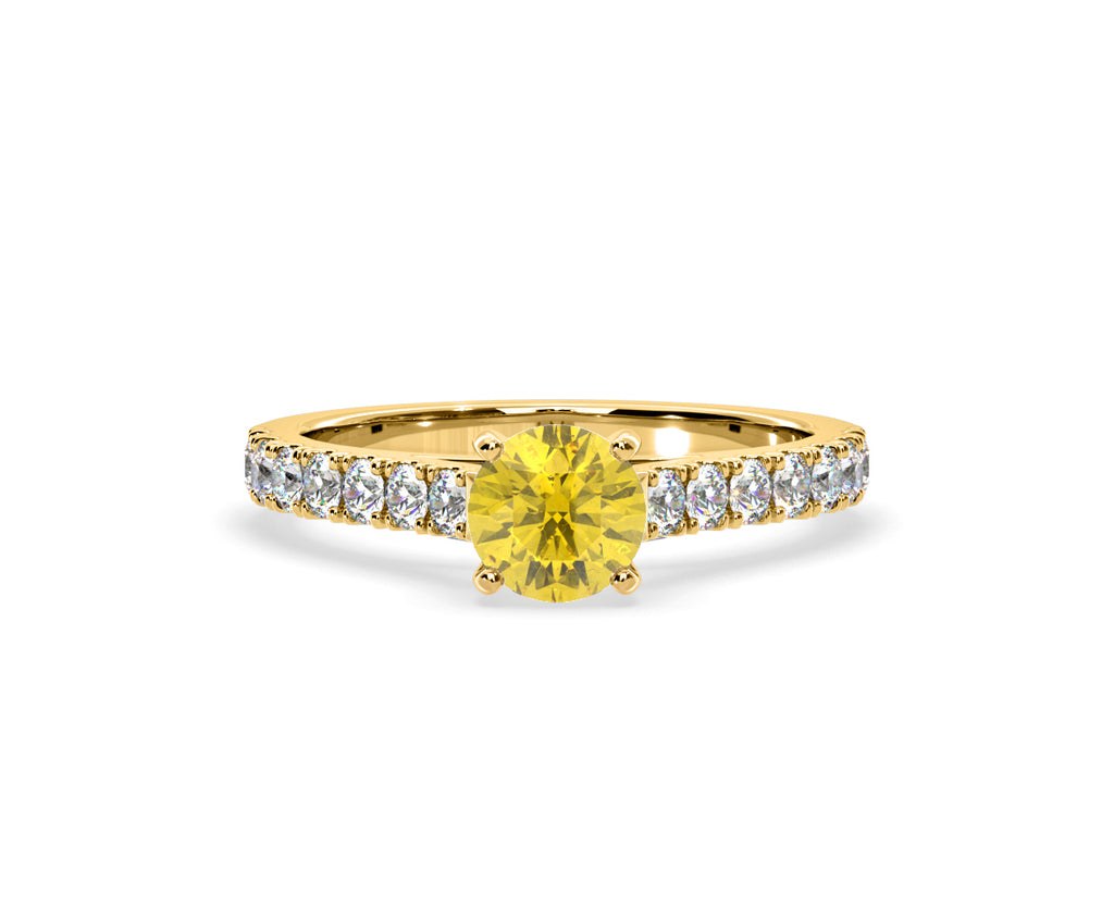 Natalia Yellow Lab Diamond 1.50ct Side Stone Ring in 18K Yellow Gold - Elara Collection