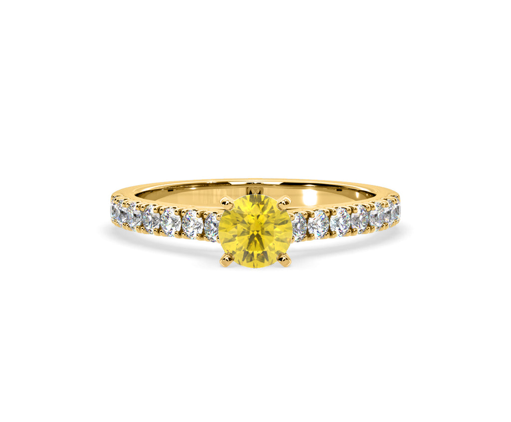 Natalia Yellow Lab Diamond 0.91ct Side Stone Ring in 18K Yellow Gold - Elara Collection