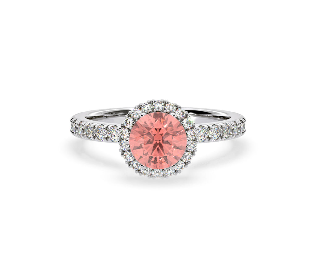 Alessandra Pink Lab Diamond 1.70.ct Halo Ring in Platinum - Elara Collection