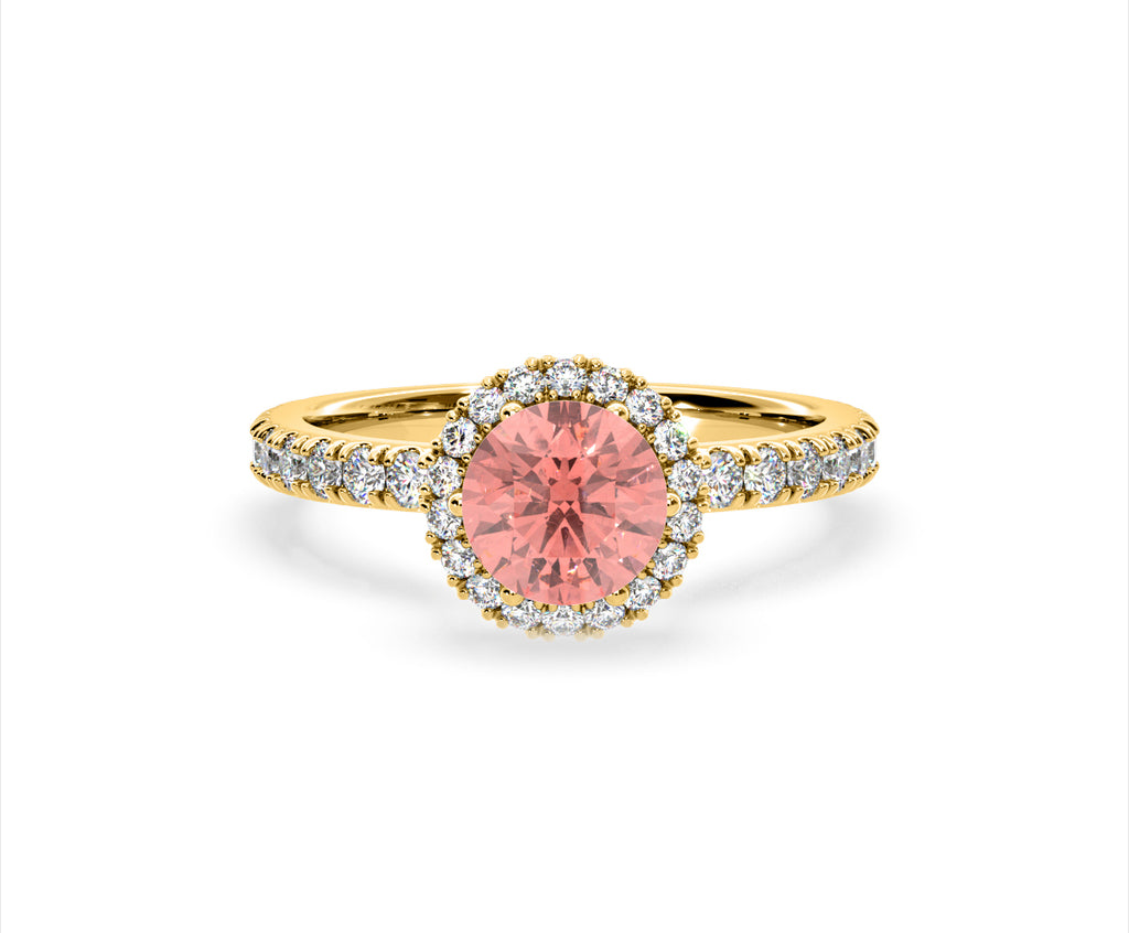 Alessandra Pink Lab Diamond 1.70.ct Halo Ring in 18K Yellow Gold - Elara Collection