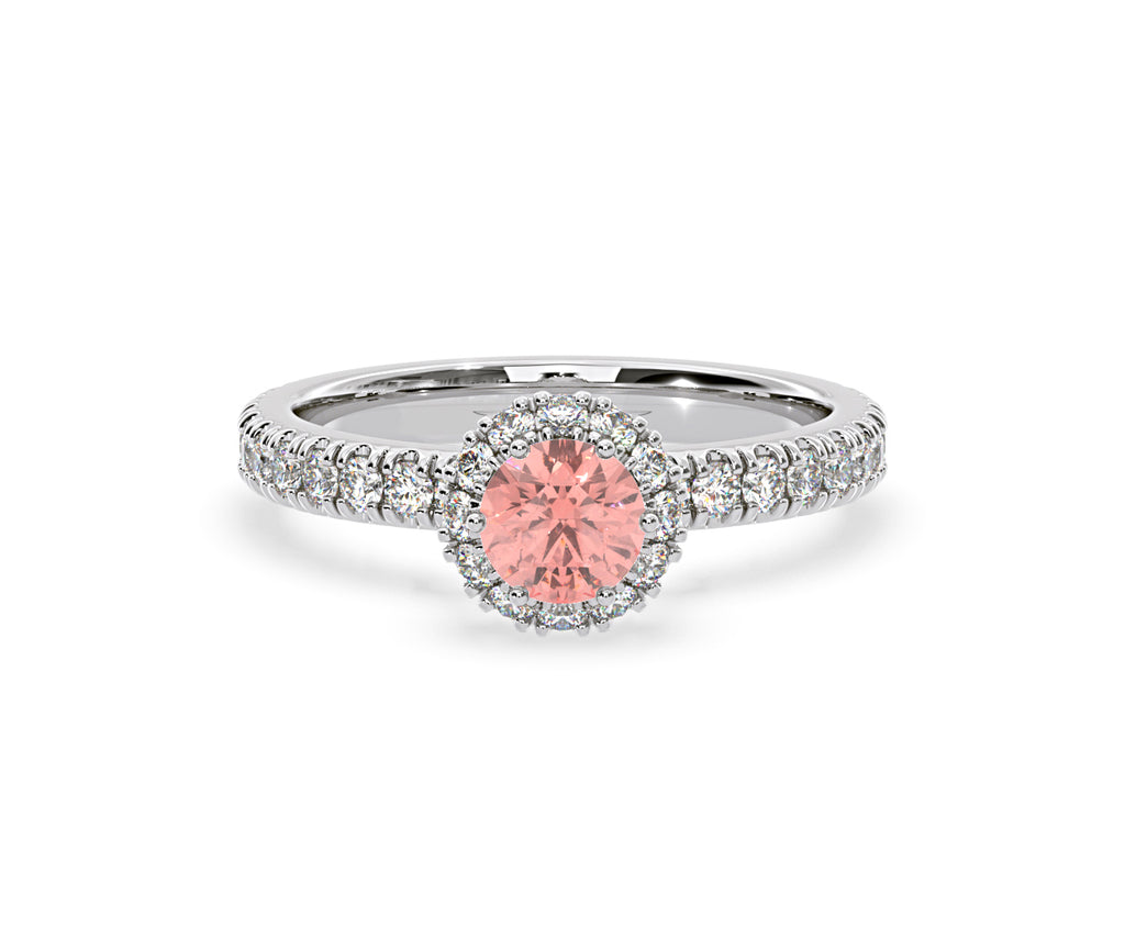 Alessandra Pink Lab Diamond 1.10.ct Halo Ring in Platinum - Elara Collection