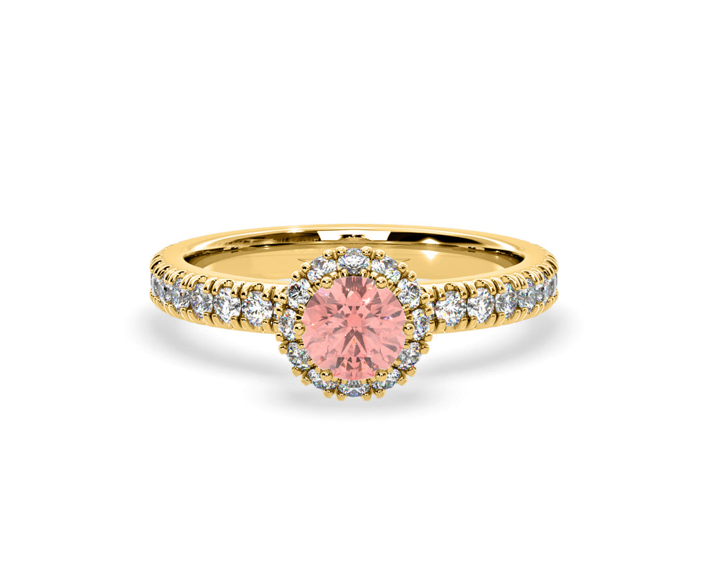 Alessandra Pink Lab Diamond 1.10.ct Halo Ring in 18K Yellow Gold - Elara Collection