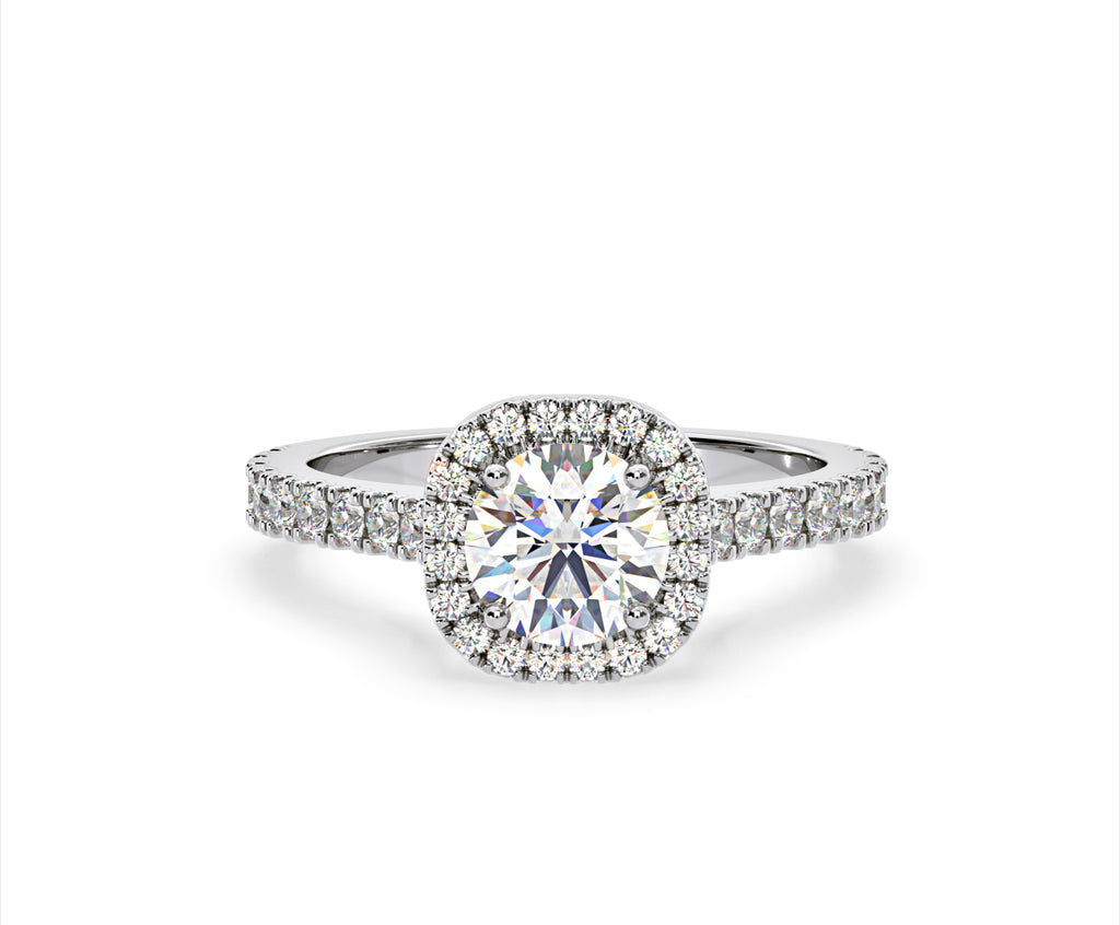 Elizabeth Lab Diamond Halo Engagement Ring in Platinum 1.70ct F/VS1