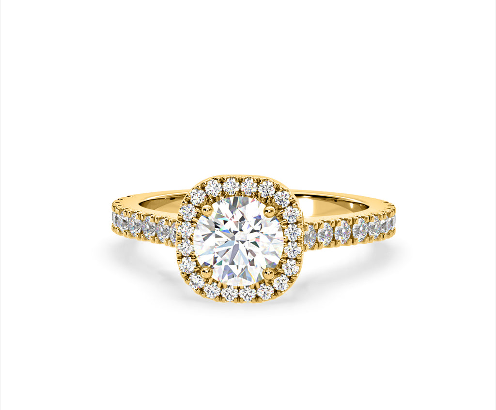 Elizabeth Lab Diamond Halo Engagement Ring in 18K Gold 1.70ct F/VS1