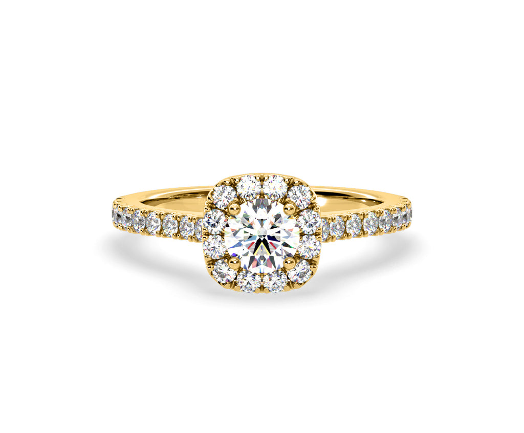 Elizabeth Lab Diamond Halo Engagement Ring in 18K Gold 1.00ct F/VS1