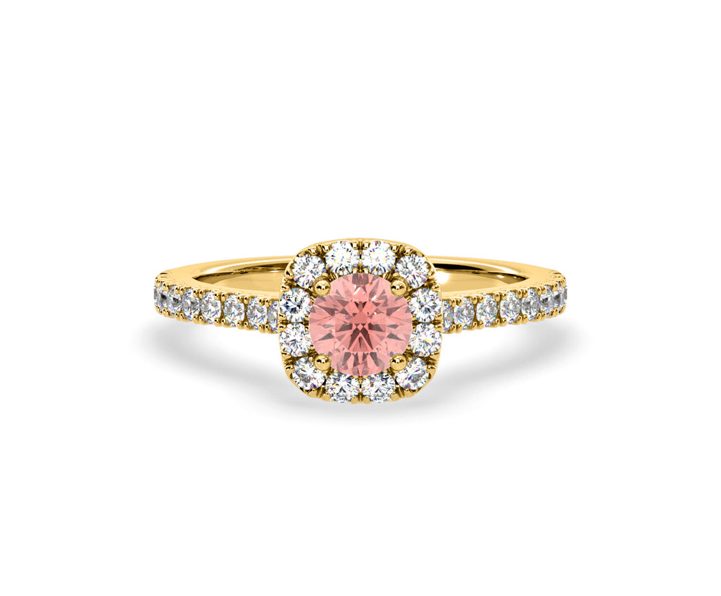 Elizabeth Pink Lab Diamond 1.00ct Halo Ring in 18K Yellow Gold - Elara Collection