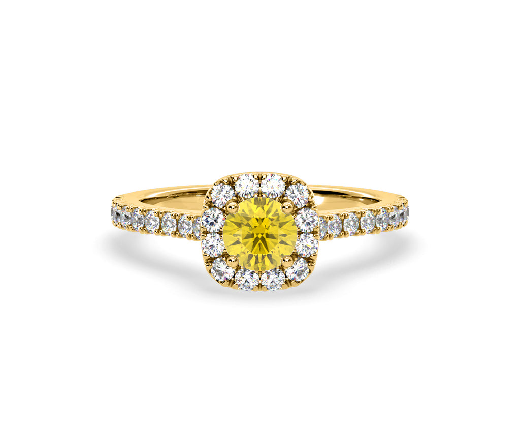 Elizabeth Yellow Lab Diamond 1.00ct Halo Ring in 18K Yellow Gold - Elara Collection