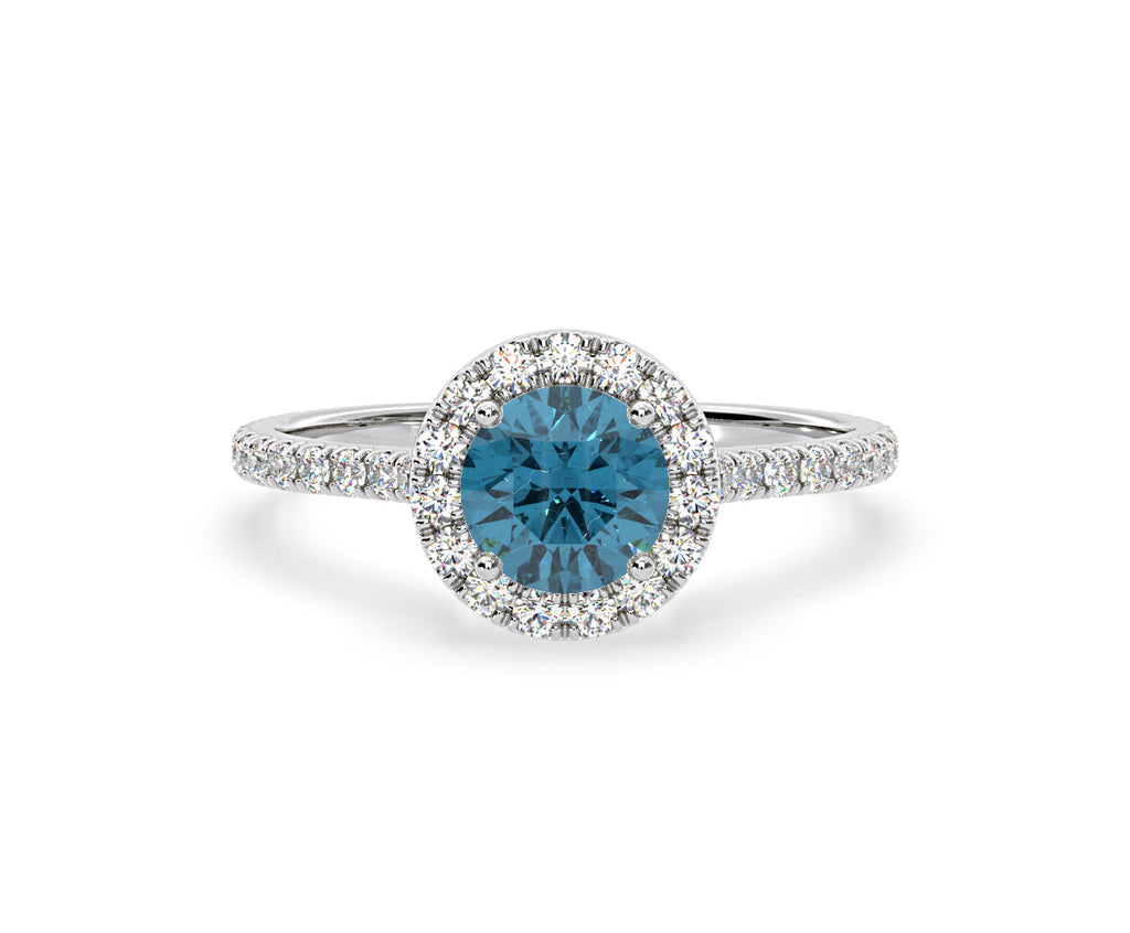 Reina Blue Lab Diamond 1.80ct Halo Ring in Platinum - Elara Collection