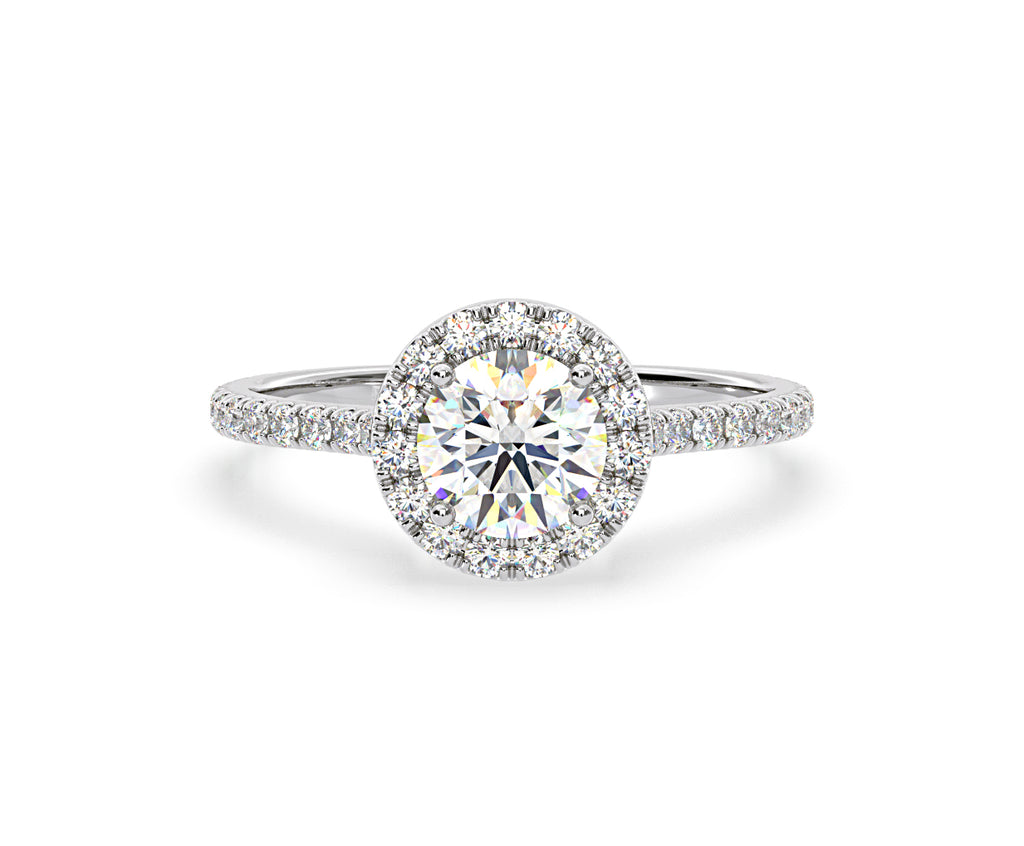 Reina GIA Diamond Halo Engagement Ring in Platinum 1.80ct G/SI2