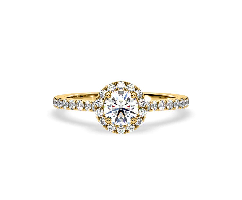 2.30ct Reina Lab Diamond Halo Engagement Ring in 18K Gold F/VS1