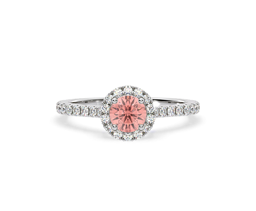 Reina Pink Lab Diamond 1.10ct Halo Ring in 18K White Gold - Elara Collection