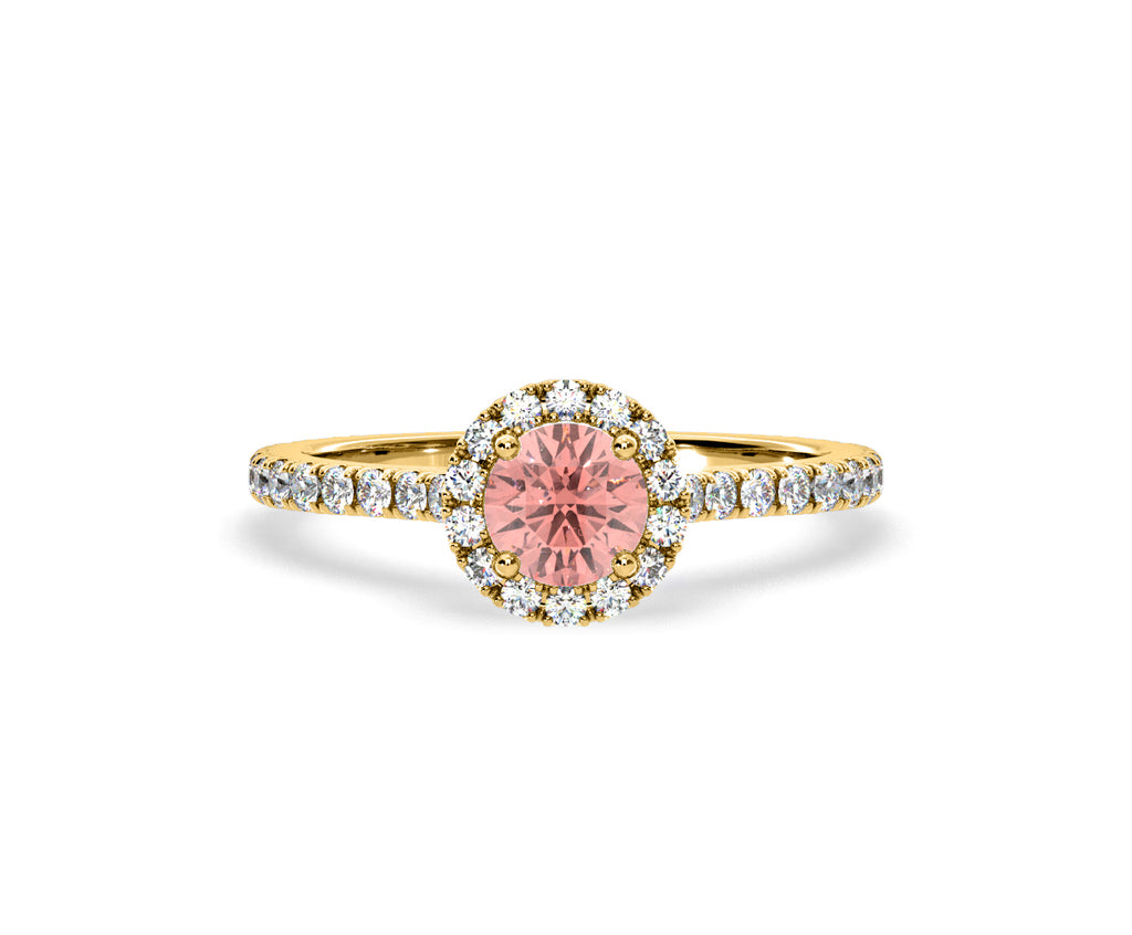 Reina Pink Lab Diamond 1.10ct Halo Ring in 18K Yellow Gold - Elara Collection