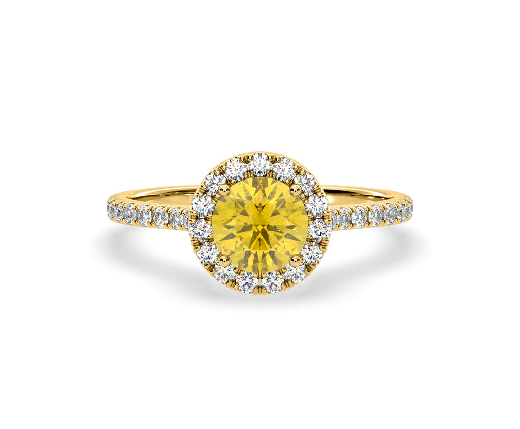 Reina Yellow Lab Diamond 1.80ct Halo Ring in 18K Yellow Gold - Elara Collection